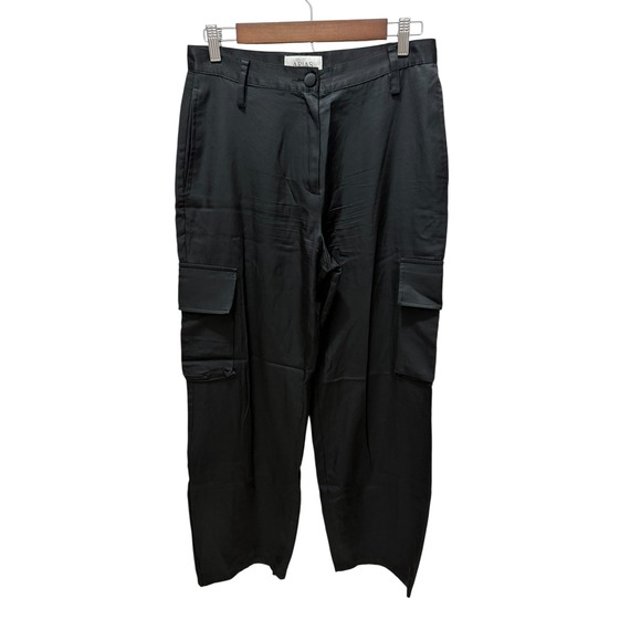 ARIAS NY Black Cargo Pants Women's 6 Viscose Made in USA Satin Straight Trousers - Picture 5 of 9